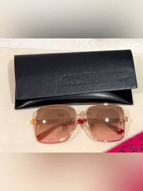 Moschino Gold Frame Sunglasses with Red Gradient Lenses